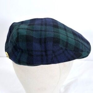 Braemarl  Black Watch Tartan Flat Cap Driving Cap Wool Sz 7 1/8 Preppy Academia